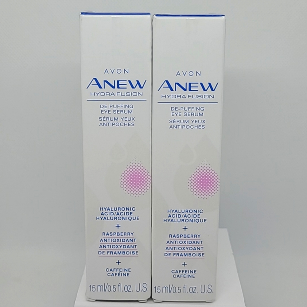 🆕️ Set TWO Avon Anew Hydra Fusion De-Puffing Eye Serums 15ml each